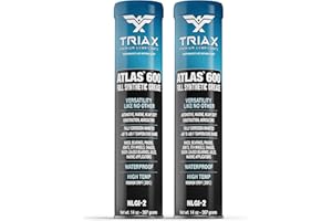 TRIAX Atlas 600 Grasso Sintetico Blu – NLGI 2, Alte Temperature >204°C, Impermeabile, Adesivo, Speciale per Cuscinetti a Sfera, Nautico, Resistente all'Acqua e Carichi Elevati (2 cartucce di 400g)