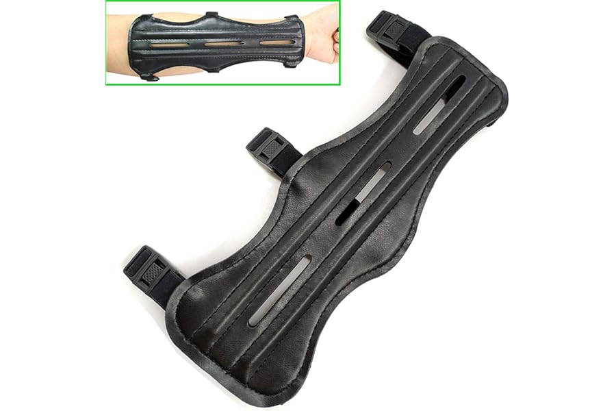 EOU Archery Arm Guards Forearm Guard Leather Wrist Guard with Adjustable 3 Straps Buckles, for Youth and Adult