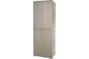 Trioplast Armadio da Esterno Tortora Portascope 6224-21 - Mobili Multiuso Rattan Line 65x45x180 cm