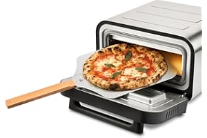 G3 Ferrari G10204 Pizza Pro 2 Minuti, 1700 W, Raggiunge fino 450°C, Pareti fredde,Cottura in 2 minuti, Display digitale con 6 programmi, Pietra refrattaria, Accessori e ricettario inclusi, Grigio/Inox