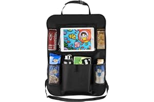 HONZUEN Car Organiser Car Seat Organiser for Kids, Backseat Car Organizer for Toys Drink Tissue Snacks, Kick Mat with 6 Pockets, Water Proof Car Seat Back Protectors Car Accessories for Kids