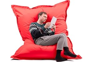 Avalon Cuscino Gigante Puff Pouf Poltrona Sacco Imbottito 600L Tessuto antistrappo/Impermeabile con Sacca Interna Jive 200x140cm per Bambini e Adulti Made in Italy Colore Rosso