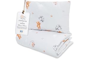 Totsy Baby Trapunta per bambino cotone 100x135 - piumono culla neonato set Imbottitura per piumone 100 x 135 cm con cuscino 40 x 60 cm per ragazzi e ragazze Oeko-Tex Orsi di peluche
