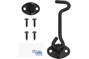 Kare & Kind 1x Barn Door Lock (4 tum) - Kraftigt skärmsidolås med hak och ögla för dörrar, grindar, ladugårdar, badrum, stugor - Pulverlackerat för att motverka rost - För säkerhet och integritet
