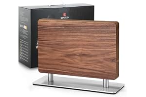 XINZUO Bois de Noyer Bloc à Couteaux Magnétique -Bloc Aimanté Double Face -Facile à Nettoyer -Porte Couteaux avec Aimant Puissant -Range Couteau de Cuisine Vide -avec Tapis de Pied Antidérapant
