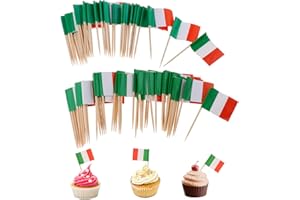 CUCUFA 100Pcs Drapeaux alimentaires, Italie drapeaux pour cure-dents drapeaux pour cure-dents Mini bâtons fruits pour cocktail Drapeaux pour étiquettes fromage pour la fête Fournitures de fête Décoration
