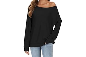 florynova Womens Off The Shoulder Sweatshirt Long Sleeve Tops Pullover Sweater Causal Loose Blouse Tunic TShirts