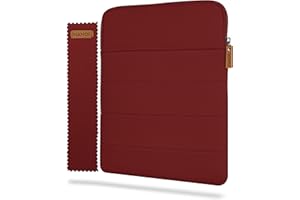 HANOI Collection® Detroit™ Funda para libros de lectura con cremallera acolchada. Funda de libro acolchada grande. Funda libro grande. Funda protectora de libros de lectura (Rojo Oscuro, Grande)