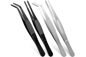 AOZUO 4 stycken halkfria böjda pincetter, trubbig pincett, rak tweezer