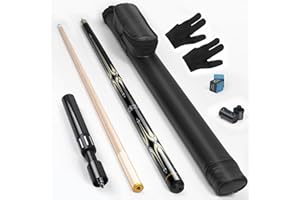 lotmusic Pool Stick with Telescopic Fiber Extension Cue,58 Inch Professional Pool Cue Stick Set with Black Pool Cue Case & Billiards Accessories