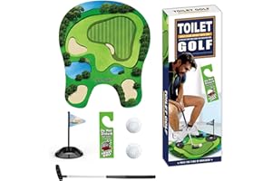 Zhixifan Toilettengolf Geschenk Set, Mini Golf Männergeschenk Lustig für Badezimmer, Toiletten Spiel, Mini Töpfchen Golf Set mit Skalierbar Golfschläger, Puttingmatte, 2 Golfbälle und Türhänger