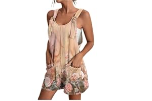 YOLIMOK 2023 Monos Corto Mujer Verano Elegante Mono de Mujer Petos Largo Monos de Vestir Talla Grande Peto Sin Mangas Monos Cortos Color Sólido Pantalones Anchos de Rectos Playsuit Fiesta de Noche 4XL