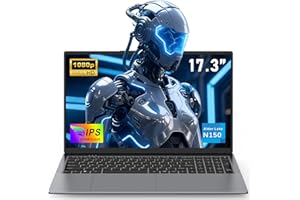 NAIKLULU 17.3 Pouces 2025 Ordinateur Portable Gaming N150 Processor(1,2 à 3,6GHz), RAM 16GB SSD 1TB Gamer Pc Portable Laptop, 6000Mah/Clavier Complet Rétroéclairé/Webcam/Carte TF