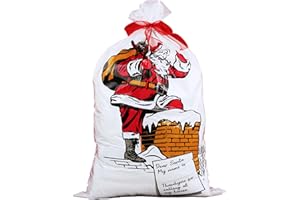 Homestreet Xmas 4 Large Polythene Santa Sacks, Perfect Bags And Gifts 30x20 Inch