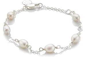Molly Brown London Freshwater Pearl Station Bracelet. Ideal for Christening and First Holy Communion Gifts for Girls