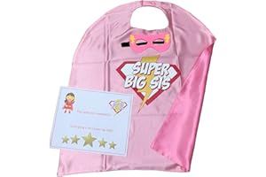 Sass Party & Gifts Big Sister/BrotherSuperhero Cape & Mask - New Sibling Gift - Super Big Sis & Super Big Bro