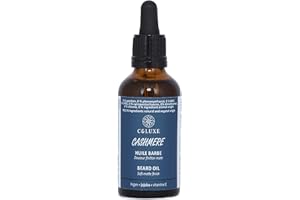CELUXE Huile Barbe lissante et protectrice homme Cashmere, aux huiles naturelles : ARGAN BIO, JOJOBA, Vitamine E, douceur, croissance, lissage, hydratation, soin naturel barbe, VEGAN, 99.5% naturels 30 ml,