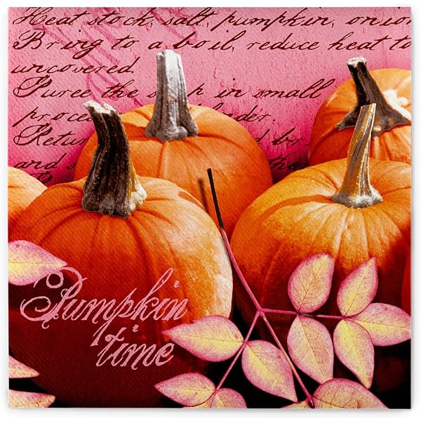 Servietten BRITTA Mit Kürbis-Motiv – 33x33 Cm, 3-lagig, 100 Stück, Herbstfarben Orange/Terrakotta