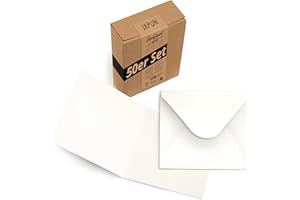 Japun - lot de 50 cartes pliantes vierges carrées comprenant des enveloppes, des cartes pliantes pour la conception, l'étiquetage ou l'impression - blanc