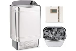 ‎TIME4WELLNESS Sauna-Set Finnischer Sauna Ofen Sentiotec Nordex II 6/8/9 kW Sauna Heizgerät Mit Saunasteuerung Sentiotec K1 / K2 / D1 / D2 und Saunaofen-Steine Time4wellness (8 kW, Saunasteuerung D2 mit Zeitvorwahl)