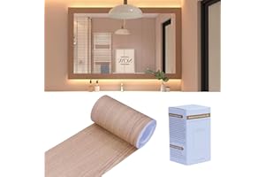 FEILAYS Tapetenbordüre mit Holzmaserung, abnehmbar, wasserdicht, Spiegelbordüre, zum Abziehen und Aufkleben, Badezimmer-Spiegelrahmen-Bordüre (natürliche Eiche) 15cm x10m