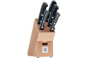 ‎WMF WMF Classic Line Messerblock mit Messerset 6-teilig, bestückt, 5 Messer, Birkenholz-Block, Spezialklingenstahl, natur, schwarz, silber