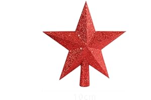 TinaDeer Weihnachtsbaum Stern Spitze - Weihnachtsbaumspitze Stern Glitzernden - Weihnachten Baumspitze - Christbaumspitze Weihnachtsstern für weihnachtsbaumschmuck Party Dekoration (Rot, 12×11cm)