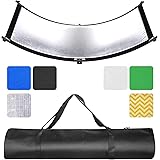 Fomito Curved Reflector - 70x25.6 Inch/178x65cm Clamshell Light Reflector Arclight Curved Eyelighter Lighting Diffuser For Photography Stuido Filming Shooting, Black/White/Gold/Silver - View #12