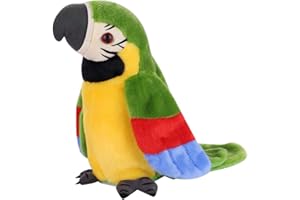 QCHOMEE Perroquet Parlant en Peluche Mignon Jouet Electrique Ddrôle Oiseau Répétez Ce Que Vous Dites Poupée Enregistrement Interactive Agitant des Ailes Cadeau d'Anniversaire Noël pour Enfants