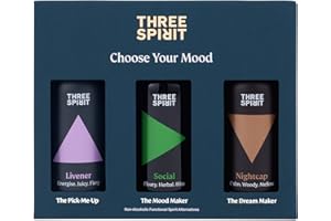 Three Spirit Non-Alcoholic Alternative Spirits - Starter Gift Set | Choose Your Mood For Every Occasion | With Adaptogens & Nootropics | Livener, Elixir & Nightcap | Award Winning Gluten Free & Vegan