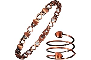 EnerCoppeX Bracelet de Cheville Magnétique Pure Popper pour Femme - Design Love Heart - Bracelet de Cheville Magnétique - Avec Aimant - Longueur 24