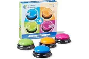 Learning Resources Botones de Respuesta – Juego Educativo con Sonidos para Niños 3+ – Set de 4 Zumbadores Interactivos para Aula y Casa