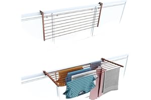 foxydry Suszarka balkonowa, składana suszarka na bieliznę, wytrzymała zewnętrzna stal nierdzewna i aluminium Duo, na taras, balkon i balustrady - długość 118 cm (Corten, 118 cm)