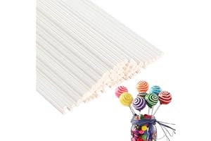 LABUYI 50 pezzi Bastoncini per cake pops,Bastoncini per Lecca-Lecca,Cake Pop Stick,Cake pops in Carta,Bastoncini per Leccalecca,per Dolci,Lecca-lecca,Cottura Fai da te,Bianco,15cm*3.5mm