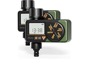 Diivoo Water Timer for Irrigation, Digital Sprinkler Timer, Automatic Hose Tap Timer, Garden Watering Systems With Rain Delay/Auto & Manual Mode for Lawn，2-pack