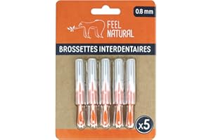 Kit 5 Brossettes Interdentaires 0,8mm - Nettoie les Espaces Interdentaires en Douceur - Nettoyage Dentaire Efficace - Accessoire Nettoyant Plaque Dentaire, Hygiène Bucco-Dentaire Feel Natural