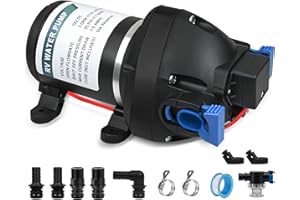 REEPLAR 12V DC Water Pump – 3 GPM (11.36 L/min), Up to 25 PSI Pressure – Self-Priming Diaphragm Pump with Heavy Duty Pressure Switch and Strainer, Ideal for RV, Marine, Campervan, Agricultural & Garden Use