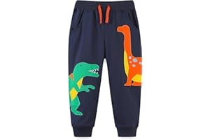 TCWWBB Boys Trousers Digger Dinosaur Reindeer Santa Claus Cotton Sweatpants Jogging Drawstring Tracksuit Pants Kids Girls Christmas Xmas Sport Jogger Bottoms Age 1-7 Years