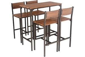 YELLOO Mod. Venice Set Mesa de Bar y 4 taburetes Color Marron Design Sillas