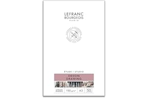 LEFRANC & BOURGEOIS Lefranc Bourgeois 301336 Studio Zeichenblock 50 Blatt - A3, gebunden,150 g/m², feinkörnige Oberfläche zum Zeichnen mit Bleistiften, Kreide, Kohle und anderen Trockentechniken