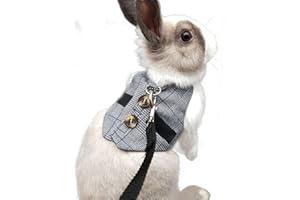 YATONG SPORTS Verstellbares Kaninchengeschirr, Kleines Haustiergeschirr und Bleiset ， für Kleine Tiere Bunny Hamsters Cats（Grau S）