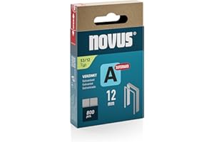 NOVUS TOOLS Agrafes en fil fin 12 mm super dure de type 53, 800 pièces, agrafes galvanisée pour tissus, cuir, capitonnage ou moquettes