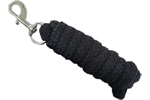 Brama West Longe pour cheval 2m - Corde robuste avec mousqueton argenté - Corde de liaison sûre pour cheval, poney, âne & écurie - Noir (Noir, 1 pièce)