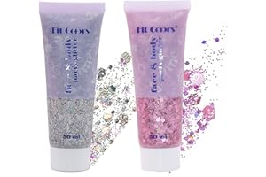 RUIBAVYA Glitter Body Gel con Lustrini Glitter Corpo per Festival Prodotto Cosmetico Glitter Make Up per Viso, Capelli, Unghie Trucco Di Lunga Durata
