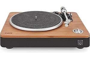House of Marley Stir It Up Turntable, Giradischi Vinili con Cavo (non Bluetooth), 45/33 Giri, Preamplificatore, Materiali Sostenibili, Bambù/Nero