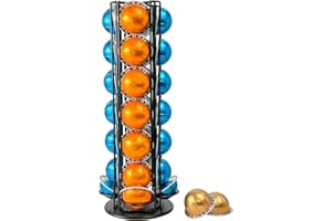 Wrobic Porta Cápsulas Vertuo Giratorio - Soporte para 28 Cápsulas Nespress Vertuo (Negro) - Organizador Compacto 360°