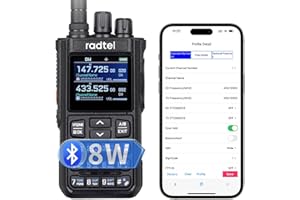 Radtel RT-900 Walkie Talkie Portátil 8W Multi-Banda con Reducción de Ruido, Radio VHF/UHF de 256 Canales, NOAA, Marina, Batería de 2200mAh, Sintonización de Frecuencia, Aviación, App-Pro.