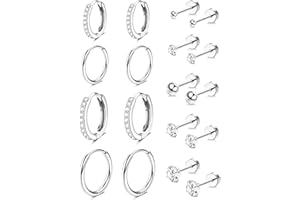 Diamday 9 Paar Ohrringe Gold Set, Creolen Gold Kleinfür für Damen Herren Ohrstecker Mehrfachpiercing Hypoallergene 14K Vergoldet Kleine Knorpelohrringe Hypoallergen Huggie Helix Knorpel Ohrringe