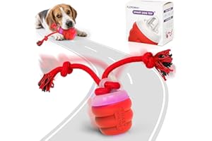 FLERDMAU Interactive Dog Toys – Dog Balls for Small Dogs, dog toy for boredom, Active Rolling Ball with Tail for Dogs, Rechargeable moving dog ball for Puppies and Pet (red)