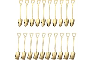 CTFOREST 20 Piezas Cucharas Creativas en Forma de Pala, Café Acero Inoxidable, Juego para El Té de la Tarde, Bares, Cafés (Oro)